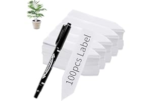 FORESTM Plant Labels, 100Pcs Reusable White Garden Tags Markers & Labels for Outdoor Plants Seedling Herbs Flowers Vegetables, 10x2CM（Plus a Black Marker All The timen）