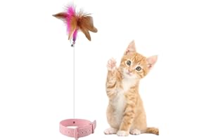 Shenrongtong Giocattoli con Collare di Piume di Gatto, Divertente Bastoncino per Gatti, Esercizi per Animali Domestici Multiuso Facili da Usare Che Giocano Giocattoli per Regali per Gatti al Coperto