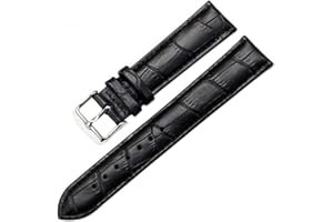 Sanwood Bracelet-montre en simili cuir avec boucle Noir 20 mm