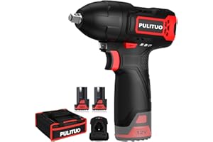 PULITUO Battery Impact Wrench, 12 V Rotary Impact Wrench Set, 3/8 Inch Electric Impact Wrench, 2200 rpm Variable Speed, 120 Nm Torque, 2 x 2000 mAh Lithium Battery & Quick Charger with Bag