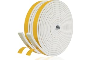 YANKUIRUI Nastro Autoadesivo in Schiuma, 10mm(Larghezza) x 6mm(Spessore), Guarnizione in Gomma per Porte e Finestre, Anti Freddo, Rumore e Collisione, Lunghezza Totale 10M, Bianco