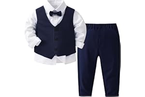 Billion Xin Jungen Anzug Set Langarm Weißes Hemd & Weste & Hose + Krawatte Smoking für Festliche Party Hochzeit Tauf Kleidung