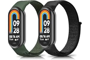 Niboow Pasek do Xiaomi Smart Band 8 (Xiaomi Mi Band 8), Mężczyźni Kobiety Regulowany Watch Band, Sport Nylon Oddychający Lekki Pasek dla Xiaomi Smart Band 8 - Czarny + Zielony