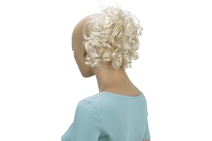 CAISHA Parrucchino Scrunchie Updo Acconciature Voluminoso Ricci Disordinato Bun Biondo Chiaro G17L