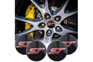 XCBW Emblema del Logotipo de 4pcs 56mm ST Etiqueta engomada de Las Tapas del Cubo del Centro de la Rueda del Coche para F-ORD Fiesta Kuga Fusion Escape Edge