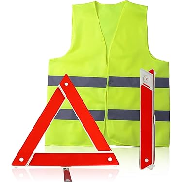 XOOL Noodpakket voor Auto – Reflecterende Waarschuwingsdriehoeken, Veiligheidsvesten, Opbergtas & Handschoenen voor Pechgevallen en Noodsituaties op de Weg