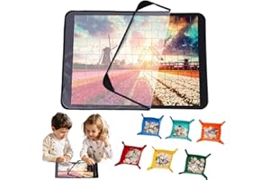 KUWUNG 1000 Pieces Jigsaw Puzzle Board, Portable Mat 31 * 21 inch for 1000 500 Pieces with 6 Puzzle Sorting Trays, Jigsaw Accessories Storage for Easy Move and Store with 1 Clear Cover