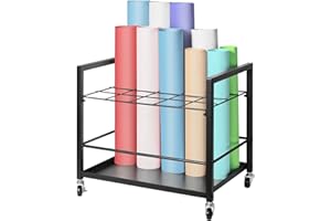 VEVOR Regał projektowy 20 przegródek, stojak na projekty z kółkami na mapę, metalowy mobilny koszyk na projekty, blat architektoniczny, organizer na pliki na rolce do biura