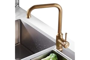 NEWRAIN Kitchen Sink Taps Mixer Solid Brass Monobloc Single Lever 360 Swivel Spout Kitchen Sink Basin Mixer Tap,with Flexible Hoses and Fittings,Antique Brass