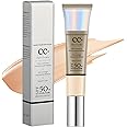CC Cream, Full Coverage Foundation with SPF 50+, CC Cream Foundation Anti-Redness, Colour Correcting and Brightening Face Cream, Skin Tone Adjusting CC Cream for a Natural Glowy Finish(MEDIUM)