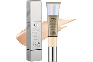 MrCuvaryas CC Cream, Full Coverage Foundation with SPF 50+, Cream Anti-Redness, Colour Correcting and Brightening Face Skin Tone Adjusting for a Natural Glowy Finish(MEDIUM)