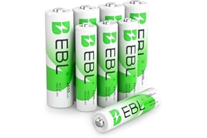 EBL 8 Pack AA AAA Pilas Recargables Ni-MH de 1,2V, 4 x Pilas Recargables AA 2800mAh y 4 x Pilas Recargables AAA 1100mAh