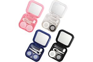 Haisheng 4 Stück Mini Reise Kontaktlinse Kontaktlinsenbehälter Etui mit Spiegel Kontaktlinse Kunststoffbehälter mit Pinzette Saugnapf Spiegel Tragbar Kontaktlinsen Fälle Kasten für Zuhause Reisen