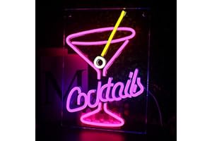 Looklight Cocktails Cartel de neón Cóctel Luz de Neón Cartel de neón para bar para decoración de pared USB Cocktail Cristal Led Sign para Hogar Bar Club Cocina Hotel Boda Fiesta Decoración Regalo