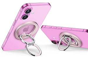 ESR HaloLock magnetyczny uchwyt na telefon komórkowy, uchwyt na palec kompatybilny z MagSafe, uchwyt na telefon komórkowy, kompatybilny z iPhone 15/14/13/12, regulowany stojak, pastelowy róż