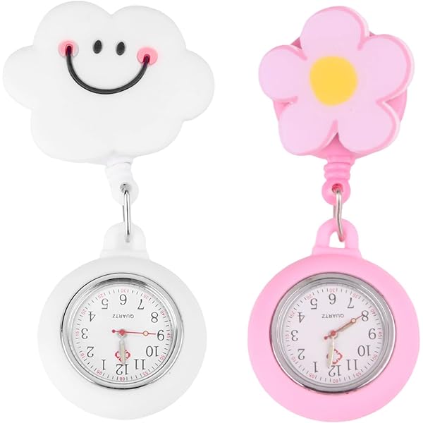 Montre Infirmière Rétractable Mignonne Motif Chien - Clip Silicone Ultra Léger Pour Blouse, Étudiante En Soins Ou Médecin