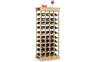 TANGZON 40 Bottles Wine Rack, 10-Tier Freestanding Wood Wine Storage Holder with Tabletop, Wine Bottle Display Shelf Organizer for Home Bar Kitchen Dining Living Room, Natural