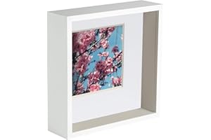 Nicola Spring 3D Deep Box Fotorahmen - 8 X 8 mit 4 X 4 Montierung - Weiß/Weiß