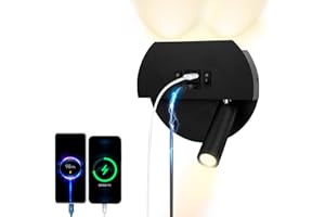 uksunvi LED Reading Light Wall LIGHT USB tipo - C Double charge Electric Zut Switch se puede ajustar 3000K 12W LED Spotlight Light se puede girar (Luz blanca cálida Circular)