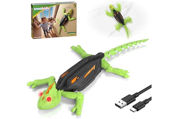 snookids Gecko Radiocommandé Grimpeur, Lezard Télécommandé Robot Jouet Qui Escalade Murs et Plafonds, Yeux LED Lumineux Mouvements Réalistes, Cadeau Enfant pour Garçons et Filles 3 4 5 6 7 8+