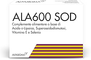 ALFASIGMA Ala600 Sod, Integratore Alimentare di Acido Alfa-Lipoico e Rossidodismutasi, Utili per Combattere le Situazioni Caratterizzate da Stress Ossidativo, 20 Compresse Deglutibili