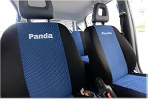Italfodere - Coprisedili in Tessuto Anteriori e Posteriori Compatibili con Fiat Panda 2003>2011 II Serie - Facili da Installare - Accessori Auto Interni - Azzurro e Nero