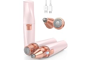 IFANZETECH Tondeuse à Sourcils & Rasoir Visage Femme: 2 en 1 Rasoir Électrique Rechargeable avec Lumière LED, Épilateur Visage Doux et Indolore pour Sourcils/Lèvres/Joues/Menton, Portable(Rose)