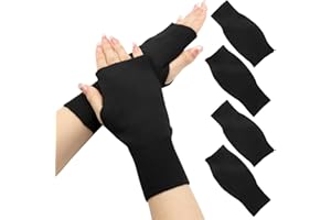 Scettar 2 Pairs Cashmere Fingerless Gloves, Cashmere Feel Wrist Fingerless Gloves with Thumb Hole Half Fingerless Gloves Thumb Hole Wrist Warmers Gloves for Men Women Winter Daily Use