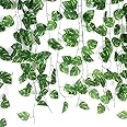 SOFIX 4 Pack 28 Ft Artificial Ivy Garland, Fake Vines UV Resistant Greenery Leaves Fake Plants Hanging Aesthetic Vines for Home Bedroom Party Garden Wall Room Decor (Green, 4)