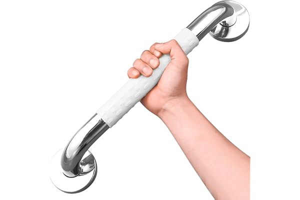 Poignée Baignoire de Sécurité Blanche, Antidérapant, avec Lumière Fluorescente, Barre d'Appui en Acier Inox Murale, pour Salle de Bains WC Manche pour Enfants/Personnes Agées (40CM)