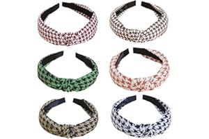 HUANMAYE Headband for Women Fashion No Slip Cashew Design Printed Headband Elastic Hairband Boho Hairbands Hair Accessories 6 Pcs (BohoTartanDE)