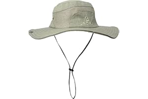 JAOAJ Sombrero para El Sol para Hombre, Sombrero deVerano con Protección UV, Sombrero Safari de Malla Transpirable Ajustable Plegable