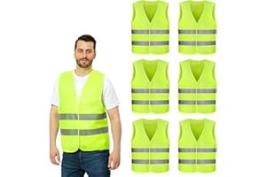 ROTKUSZ 6 PCS Gilet di Sicurezza, Giubbotto di Sicurezza Riflettente, Giubbotto Catarifrangente Auto, Gilet di Sicurezza ad Alta visibilità, Gilet Catarifrangente,Giubbotti di Sicurezza Antiforatura