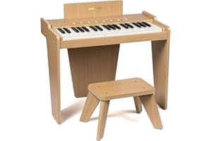 ZIPPY MAT Kinderklavier, 37 Tasten Digitalpiano für Kinder, berührungsempfindliches Bedienfeld, Lautstärke einstellbar, musikpädagogisches Instrument, Holzklavier für Mädchen und Jungen (Oak Plus)