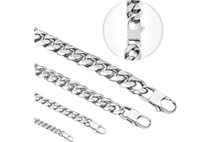 Inscca Chaine Homme Acier Inoxydable Argent Couleur 3/6/9/12mm Collier Femme Fine/Grosse Maille Cubaine Chaîne Enfants Garçon Ado 316l Ras du Cou Longeur 45/50/55/60/65/70/75 cm