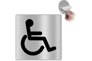 LEIASA | Señal Adhesiva Acceso Discapacitados - 10x10 cm - Grosor 0.8 mm - Aluminio - Cartel Baño Minusválidos - - Señal Movilidad Reducida - Cartel Adhesivo Discapacidad (Señal Discapacidad Baño)