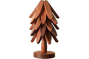 GENERIC Wooden Tree Trivet Set: 5 Natural Tree Trivets For Hot Dishes, Wooden Stand For Kitchen Counter, Christmas Trees Coasters, Oldable Heat Resist-ant Pads, Non-slip Holder Placemat For Hot Pots And Pans