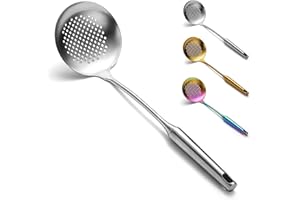 Evanda Schiumarola, filtro da cucina in acciaio inox 38 cm, sagolatura, con maniglia comfort e fori per appendere, colino per cucina