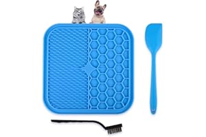 YMISAL Pack: 1 Alfombrilla para Lamer Perros y Gatos,1 Espátula de Silicona y 1 Cepillo Limpiador. Comedero Perro Libre de BPA.Ideal Aseo,Baño,Grooming y Ansiedad. Comedero Gato Antivoracidad.(1Pz Pequeña)