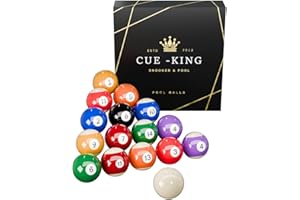 Cue-King Pool Balls, Grade 2” UK Size, Pool Table Balls, Pool Ball Set, Premium Quality, Spots and Stripes Design