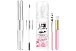 Newvenper Kit de sérum pour cils - Formule sûre et efficace - Sérum pour sourcils plus longs - Shampoing pour cils avec brosse et bâton de mascara - 60 ml + 100 ml