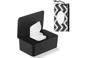 ASFACUPUTURE Boite Lingette avec Couvercle, Boîte De Papier Hygiénique Humide pour Bébé, Couvercle De Protection en Papier De Soie Humide, Distributeur Support De Rangement De Lingettes Humides (Noir)