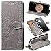 Produktbild Misteem Mandala Hülle Galaxy S9, 3D Retro Blume Motiv PU Leder Hülle Klappbar Flip Wallet Case Cover Bookstyle Stoßfest Stand Magnet Schutzhülle für Samsung Galaxy S9 - Blumen Grau