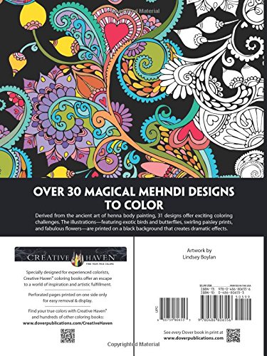 Creative Haven Magical Mehndi Designs Coloring Book: Striking Patterns on a Dramatic Black Background (Creative Haven Coloring Books)