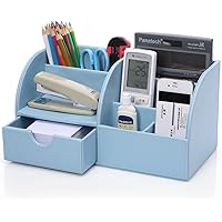 KINGFOM Büro Schreibtisch Organizer Ordnungssystem Tisch Organizer PU Leder Stiftehalter Stiftebox Stifteköcher…