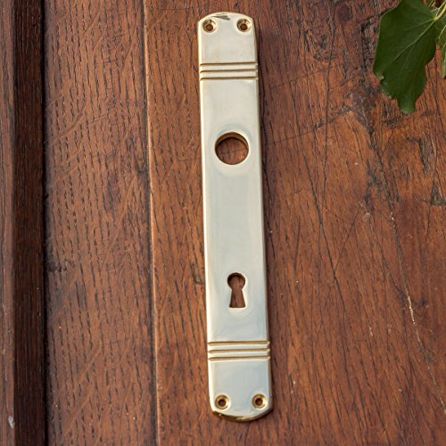 Preisvergleich Produktbild Antikas - Langschild Lauda, Messing poliert, Retro-Türbeschlag ca. 1930 antike Zimmertüren