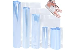 Glarks 400 bolsas retráctiles, 5 tamaños de PVC transparente termorretráctil, películas termorretráctiles para protección de zapatos, evita el amarilleamiento de la suela y mantiene el polvo lejos