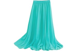 GOTHDEN Donna Pieghettato Retro Maxi Gonna Lunga Elastica Solida Colore Gonna