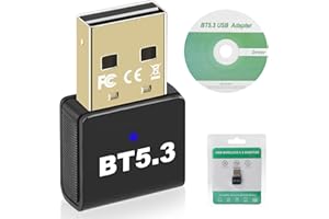 QOCO USB Bluetooth 5.3 Adapter Dongle Transmitter Wireless Transfer for PC Laptop Computer Desktop Low Latency Low Power Consumption EDR Bluetooth Receiver for Windows 11/10/8.1/7(Plug and Play)