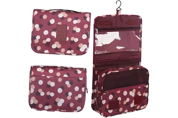 BryTravel Trousse de Toilette Pliable avec Crochet, Trousse de Maquillage améliorée pour Voyage, Grande capacité, étanche, Trousse de Maquillage, Organisateur pour Voyage, Gym, Camping